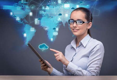 Cloud computing concept in technology collageの写真素材