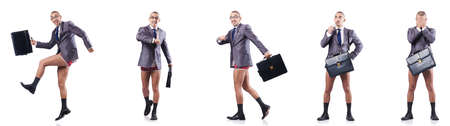 Composite photo of naked businessman on whiteの写真素材