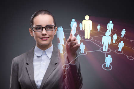 Young woman in social networks conceptsの写真素材