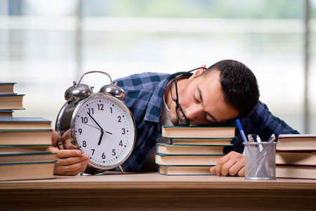 Young student preparing for school examsの写真素材