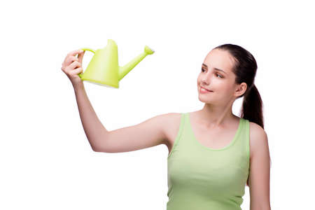 Young housewife in cleaning conceptの写真素材