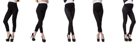 Pregnant woman in composite image isolated on whiteの写真素材