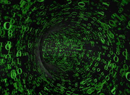Tonnel made of binary numbers  - 3d renderingの写真素材