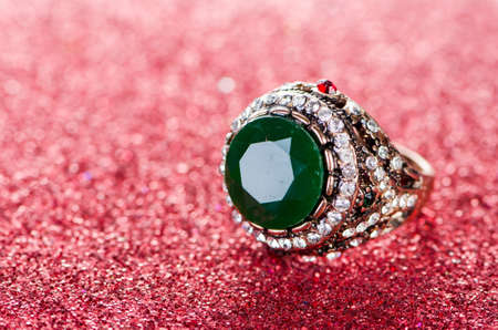 Jewellery concept with ring on shiny backgroundの写真素材