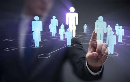 Businessman in social networks concept