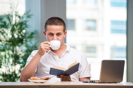 Young student preparing for school examsの写真素材