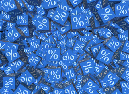 Percentage signs on cubes - 3d renderingの写真素材
