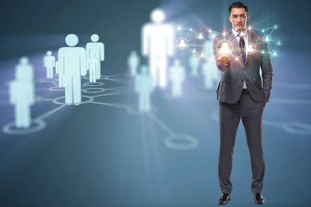 Man in social networks conceptの写真素材