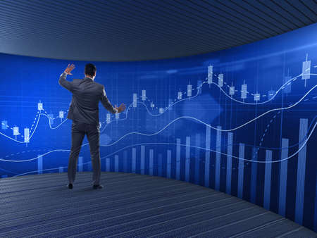Man in stock exchange trading concept