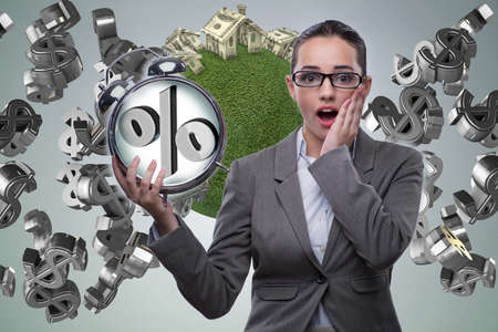 Businesswoman suprised about high interest mortgage rates