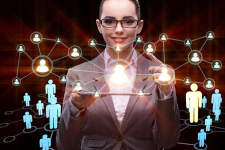 Young businesswoman in social networks concept
