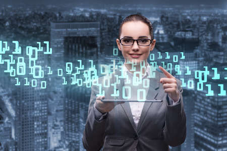 Woman in data management concept with tabletの写真素材
