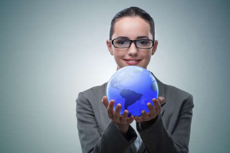 Businesswoman in global business conceptの写真素材