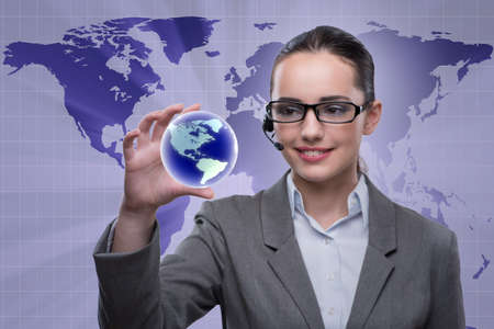 Call center operator in global business conceptの写真素材