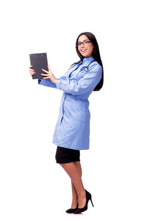 Young female doctor in medical concept isolated on whiteの写真素材