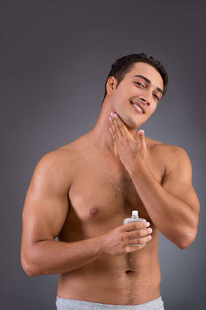 Handsome man after morning showerの写真素材