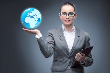 Businesswoman in global business conceptの写真素材