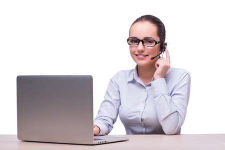 Businesswoman at her working desk with laptop