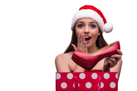 Young woman in snow girl costume in christmas conceptの写真素材