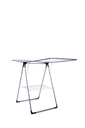 Collapsible clotheshorse isolated on the white backgroundの写真素材