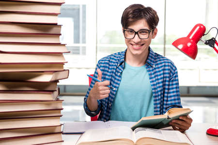 Young student preparing for school examsの写真素材