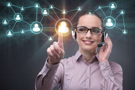 Young woman in social networks concept