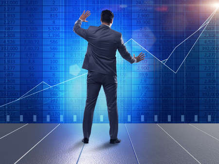 Man in stock exchange trading concept