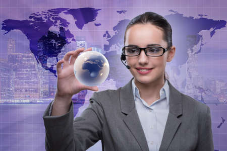 Call center operator in global business conceptの写真素材