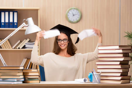 Young student preparing for university examsの写真素材