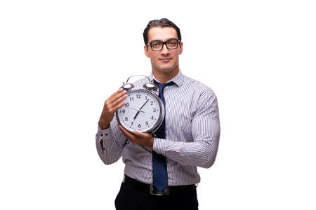 Young businessman in business concept isolated on whiteの写真素材