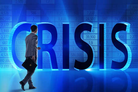 Businessman in crisis business concept