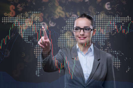 Businesswoman in business concept with chart