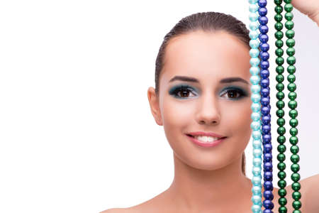 Young woman in beauty concept isolated on whiteの写真素材