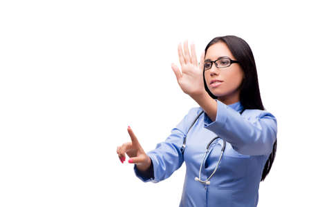 Young female doctor in medical concept isolated on whiteの写真素材