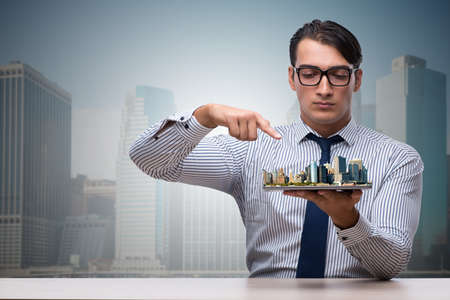 Businessman in urban planning conceptの写真素材