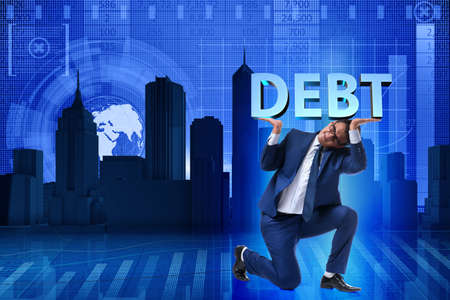 Businessman in debt business conceptの写真素材
