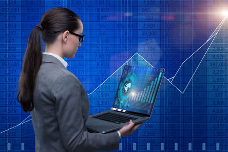 Businesswoman in stock exchange trading concept
