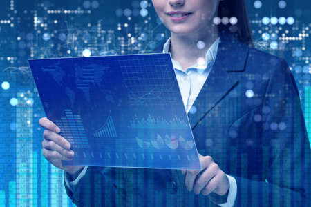 Businesswoman in online stock trading business concept
