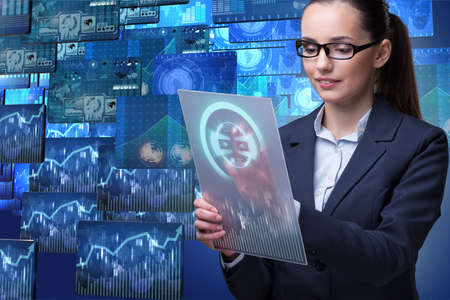 Businesswoman in data mining conceptの写真素材