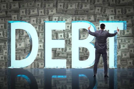 Businessman in debt business conceptの写真素材