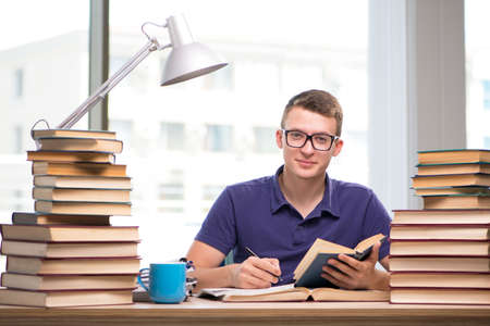 Young student preparing for school examsの写真素材
