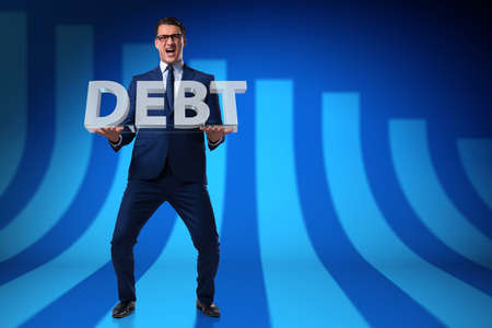 Man struggling with high debtの写真素材