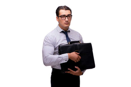Young businessman in business concept isolated on whiteの写真素材