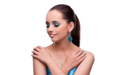 Young woman in beauty concept isolated on whiteの写真素材