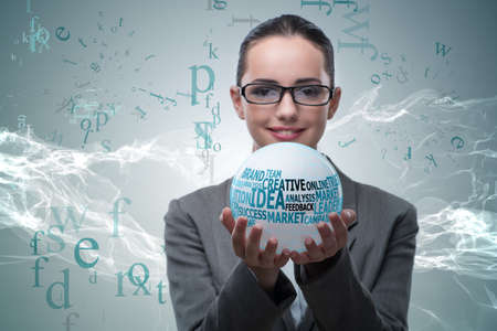 Businesswoman with crystal ball in business concept