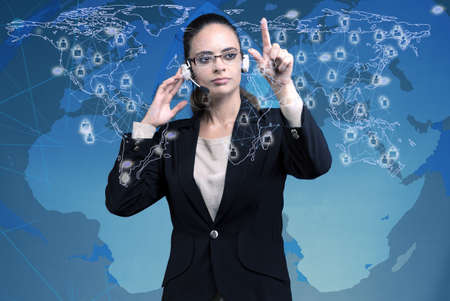 Woman in social networks concept
