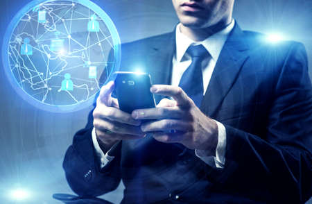 Man in social networks conceptの写真素材