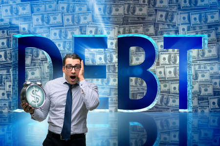 Businessman in debt business conceptの写真素材