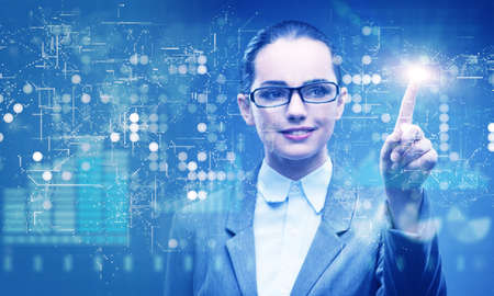 Businesswoman in data mining conceptの写真素材