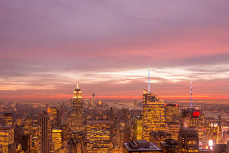 New York - DECEMBER 20, 2013: View of Lower Manhattan on December 20 in New York, USA. New York has one of the best night viewsのeditorial素材